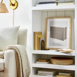 16" X 20" Color Block Abstract Glass Framed Wall Art Print Light Navy - Threshold™ Designed With Studio McGee