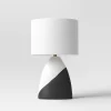20.5"x12.5" Modern Table Lamp Black/White - Threshold™: Ceramic Base, Linen Shade, UL Listed, No Assembly Required