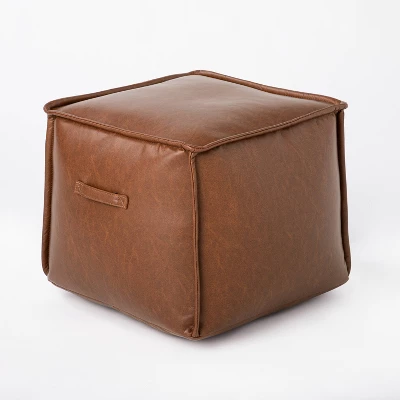Evanston Leather Cube Pouf - Threshold™ Designed With Studio McGee 2 Evanston Leather Cube Pouf - Threshold™ Designed With Studio McGee - Image 2